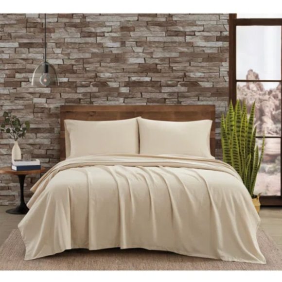 FRYE Linen Cotton Blend Beige TWIN Sheet Set 3PC - Picture 4 of 8